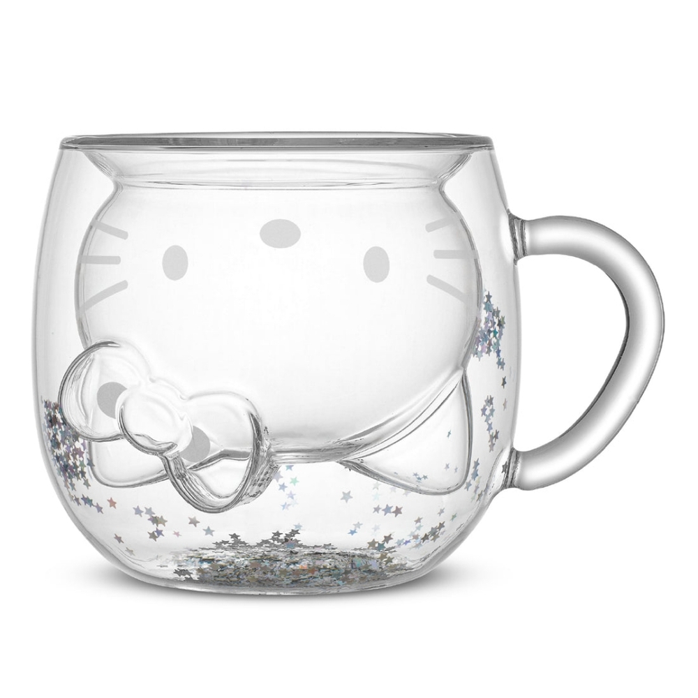 Hello Kitty 50th Anniversary JoyJolt Glass Double-Walled Glitter Mug